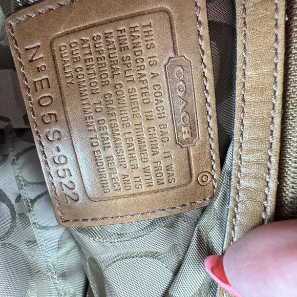 Coach Tan Suede & Leather Tote with Logo Hang Tag - Picture 7 of 9